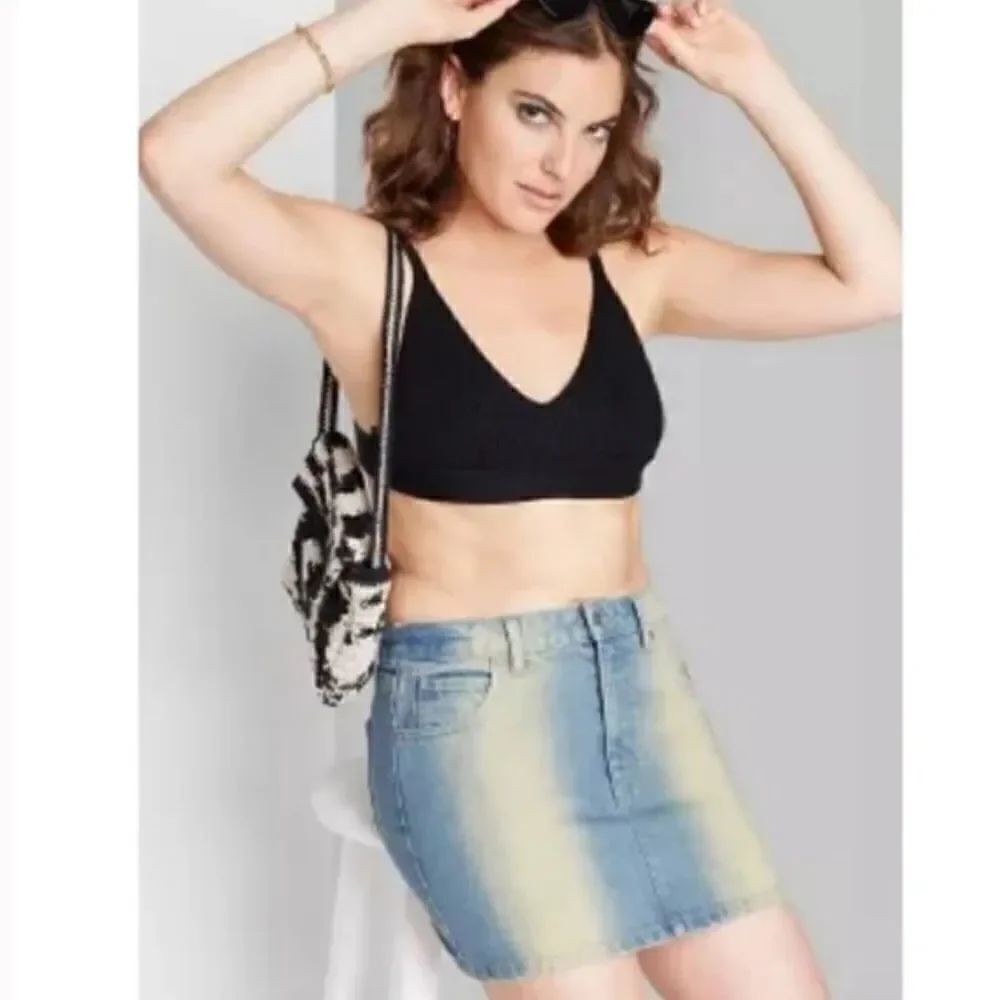 Wild Fable Blue Factory Faded Mini Skirt